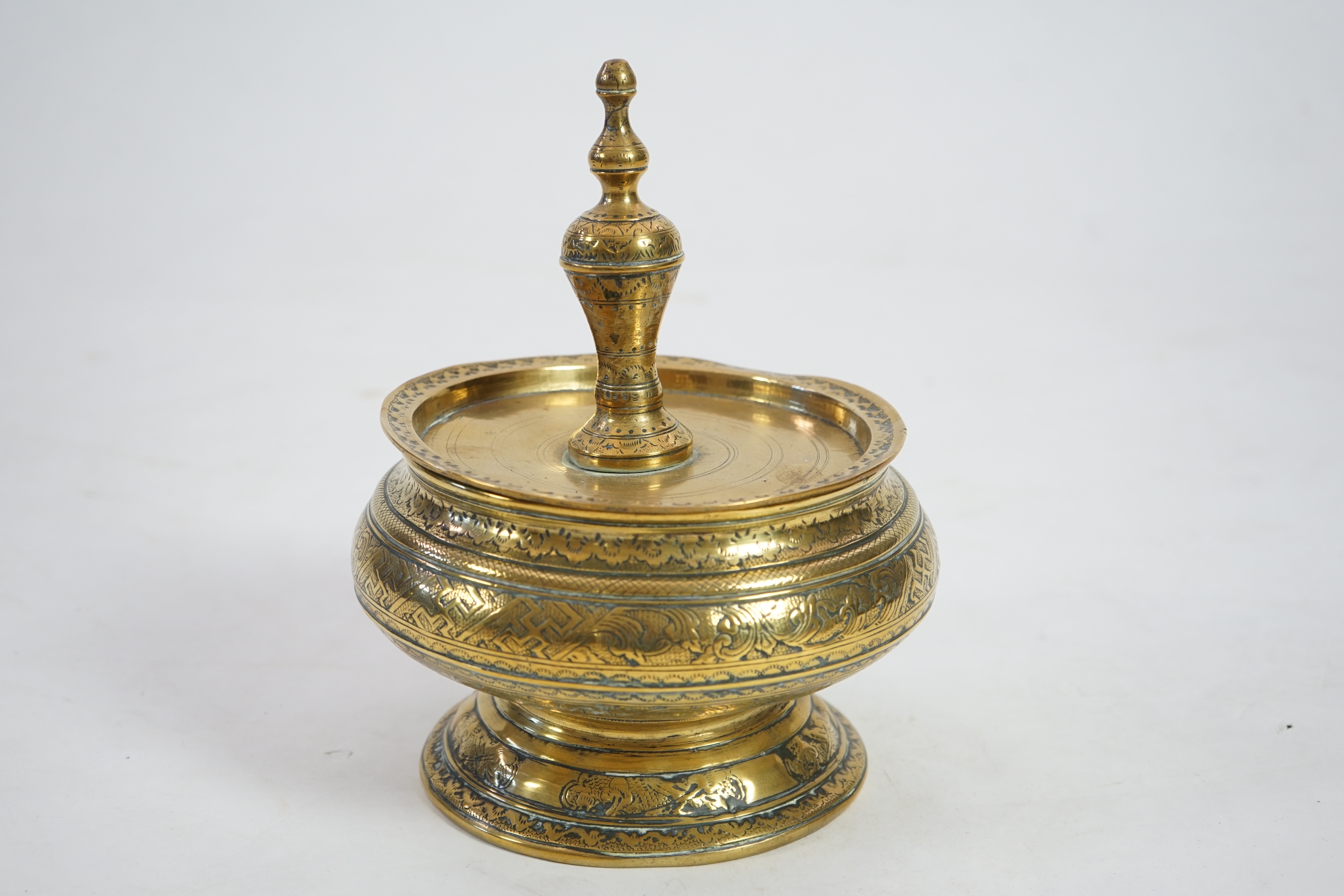 A 19th century Burmese bronze Offering bowl and cover